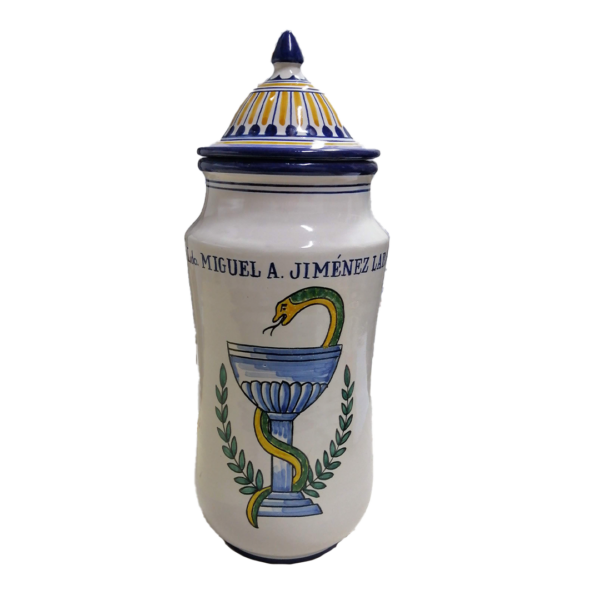 ALBARELO DE FARMACIA DE 35CM PERSONALIZADO CON COPA Y SERPIENTE
