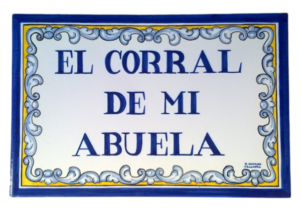 Azulejo de cerámica con decoración alrededor estilo renacentista 20x30cm