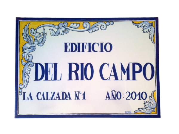 Azulejo de cerámica de 40x25cm con greca renacentista