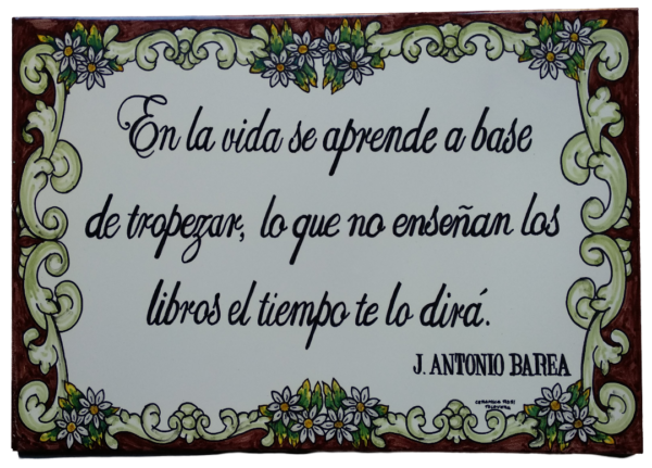 AZULEJO DE CERÁMICA CON REFRAN O FRASE