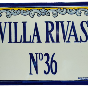 AZULEJO DE CERÁMICA CON NOMBRE Y NÚMERO DE CASA