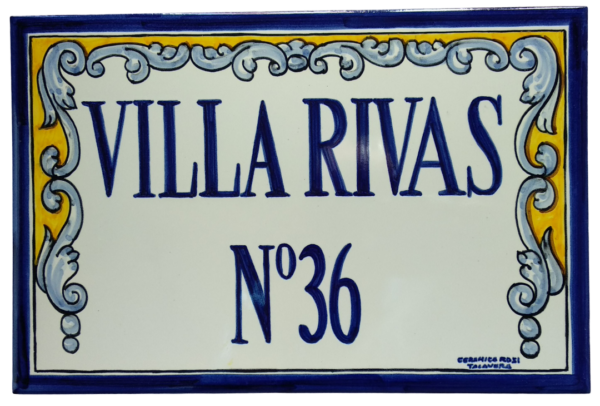 AZULEJO DE CERÁMICA CON NOMBRE Y NÚMERO DE CASA