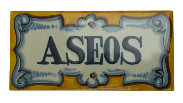 LETRERO DE CERAMICA PARA ASEOS