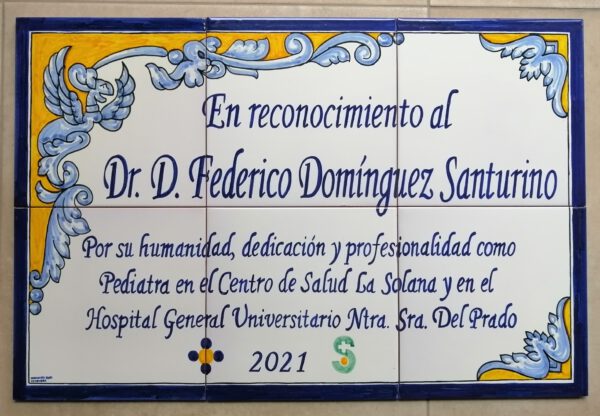 PLACA CONMEMORATIVA EN CERÁMICA DE TALAVERA