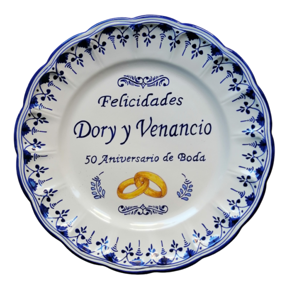 PLATO DE CERÁMICA ANIVERSARIO DE BODA