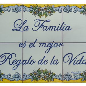 Rotulo de cerámica Talavera con frase