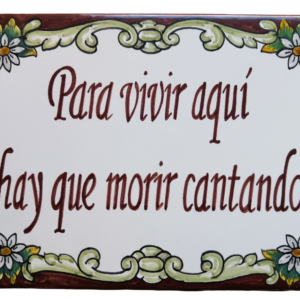 Azulejo de cerámica de Talavera con refrán