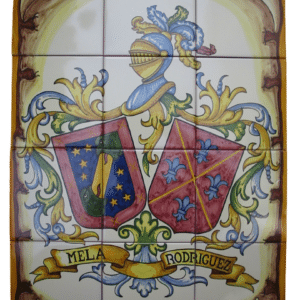 cuadro heráldico en cerámica con escudos apellidos