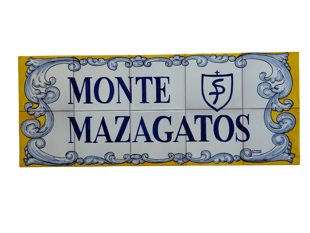 Rotulo de cerámica de Talavera con el hiero de ganadería