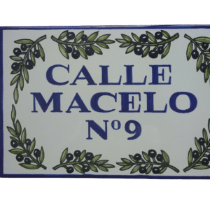 Placa de cerámica de Talavera personalizada 30x40 cm con nombre de edificio a medida