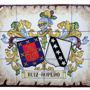 Cuadro heráldico con escudo apellidos