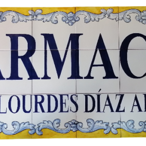 Rotulo de cerámica para farmacia