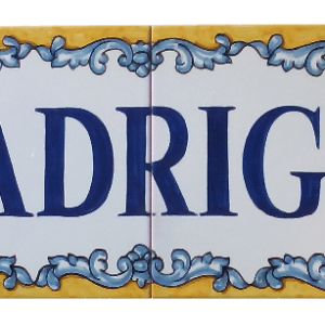 Rótulo de cerámica artesanal de Talavera 60x15cm