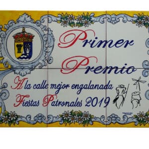 Placa rotulo cerámica conmemorativo para trofeo